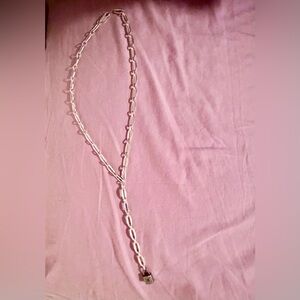 Retro French LOCK DROP NECKLACE- SILVER